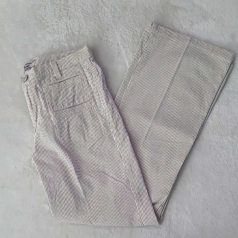 Seven For All Mankind Womens Striped Straight Leg Pants 26 USA Stretch Boho Chic
